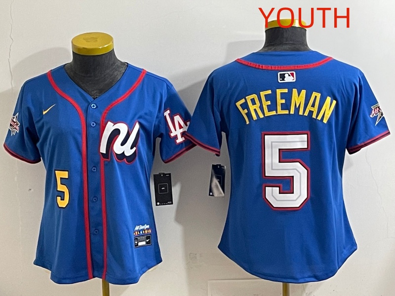 Youth 2025 Los Angeles Dodgers #5 Freeman Blue Nike 2025 MLB All Star Jersey style 006->youth mlb jersey->Youth Jersey